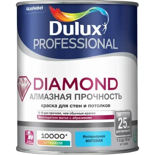 7010346 LUXIUM Краска в/д Professional DIAMOND MATT матовая BW 1 л алмаз. проч.