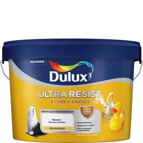 Краска Dulux Ultra Resist Кухня и Ванная п/мат BW 5л