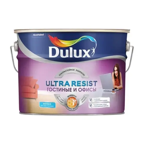 Краска в/c Dulux Ultra Resist Гостиные и Офисы мат BC 9л