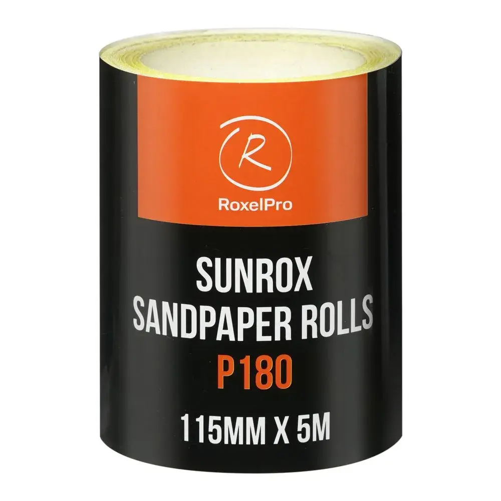 155610 RoxelPro Шлифовальная бумага SUNROX в рулоне 115мм х 5м, золотистая, Р180