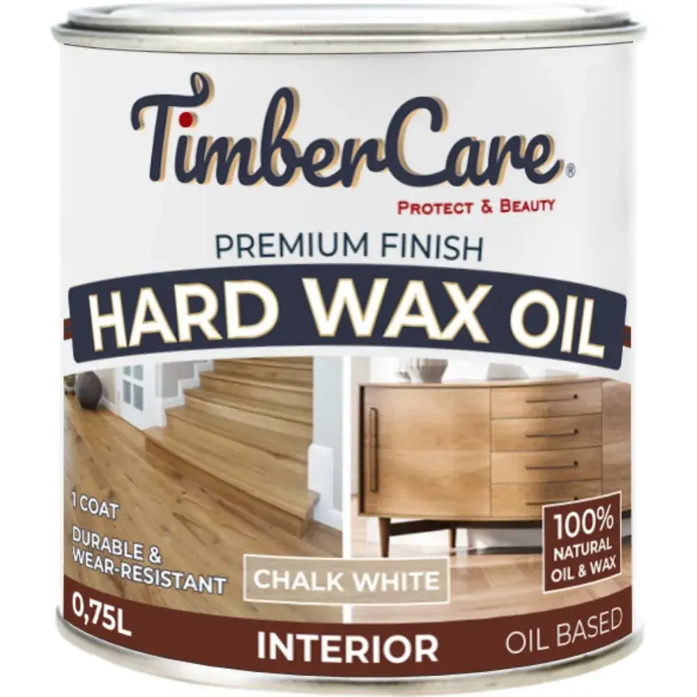 Защитное масло с твердым воском TimberCare Hard Wax Oil (цвет: Белый мел/ Chalk White), банка 0,75л