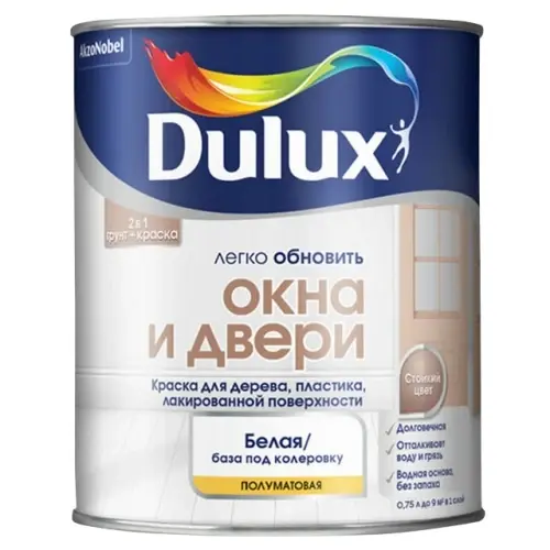 Краска Dulux Окна и Двери п/мат BW 0,75л
