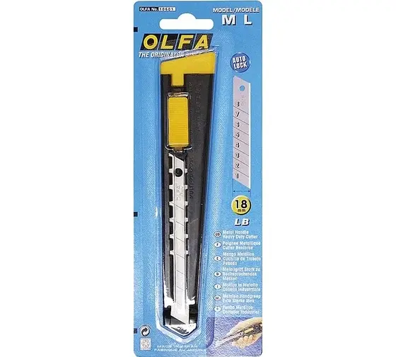OLFA с выдвижным лезвием 18 мм, Металлический 
нож MKS20211(OL-ML)