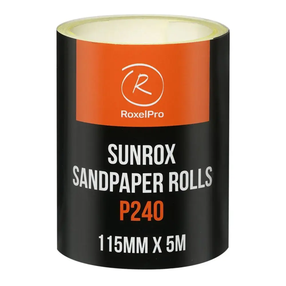 155612 RoxelPro Шлифовальная бумага SUNROX в рулоне 115мм х 5м, золотистая, Р240