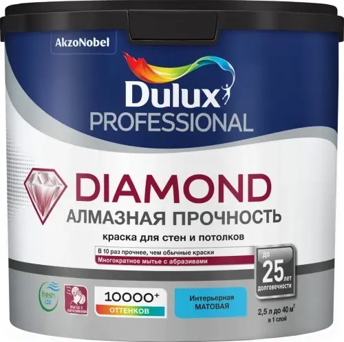 7010345 LUXIUM Краска в/д Professional DIAMOND MATT матовая BW 2,5 л алмаз. проч.
