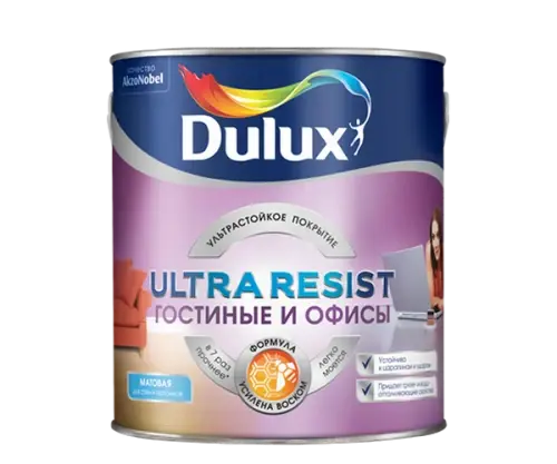 Краска в/д Dulux Ultra Resist Гостиные и Офисы мат BC 0,9л