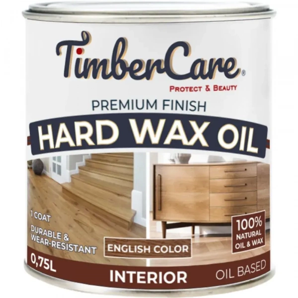 Защитное масло с твердым воском TimberCare Hard Wax Oil (цвет: Орех/ English Color), банка 0,75л