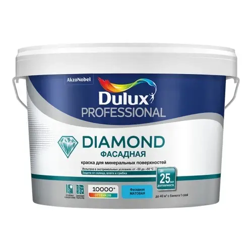Краска Dulux Professional Diamond Фасадная Гладкая мат BC 4,5л