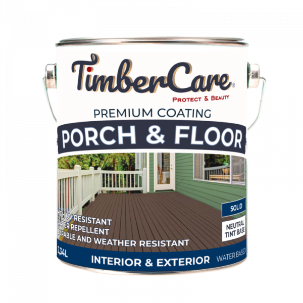 Покрытие суперизносостойкое кроющее TimberCare PorchsFloor (цвет: Прозрач/ Clear base), банка 2,34л