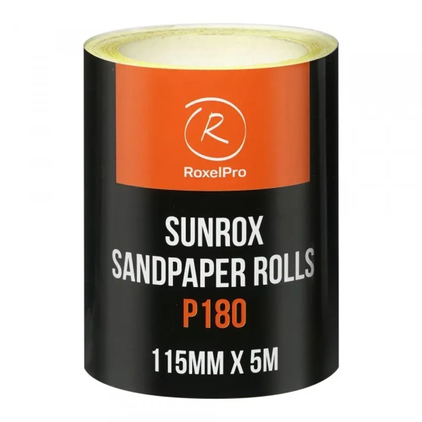 155610 RoxelPro Шлифовальная бумага SUNROX в рулоне 115мм х 5м, золотистая, Р180