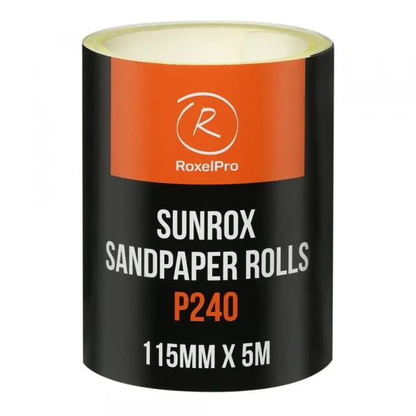 155612 RoxelPro Шлифовальная бумага SUNROX в рулоне 115мм х 5м, золотистая, Р240